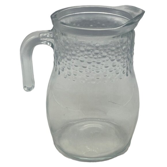 dimpled pitcher clear small glass handle 7" READ - Picture 1 of 6